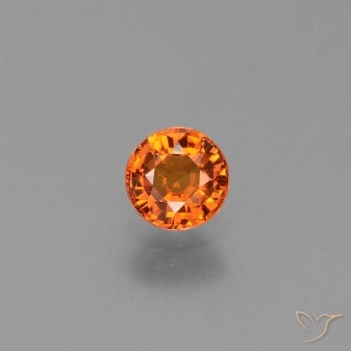 0.66ct Натуральный Ярко-оранжевый Сапфир, Круглый, VVS-VS