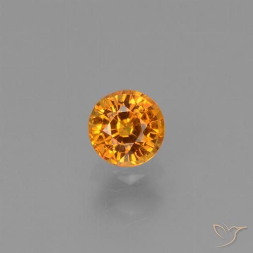 0.76ct Натуральный Абрикос Апельсин Сапфир, Круглый, VVS-VS