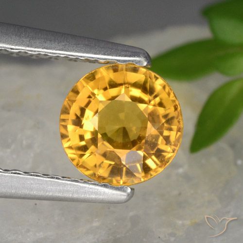 0.83ct Натуральный Темно-золотой Сапфир, Круглый, Чистота VVS