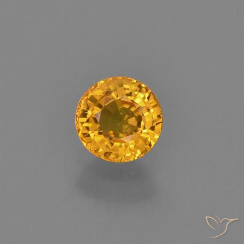 0.76ct Натуральный Темно-золотой апельсин Сапфир, Круглый, Чистота VVS
