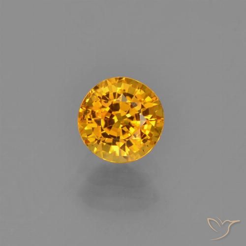 0.72ct Натуральный Темно-золотой апельсин Сапфир, Круглый, Чистота VVS