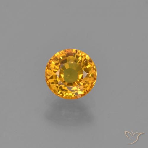 0.66ct Натуральный Темно-золотой апельсин Сапфир, Круглый, VVS-VS