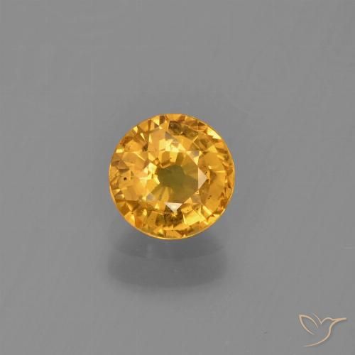 0.73ct Натуральный Темно-золотой апельсин Сапфир, Круглый, Чистота VS