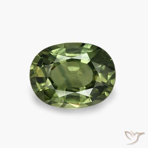 4.09ct Натуральный Средне-темно-зеленый Сапфир, Овал, VVS-VS