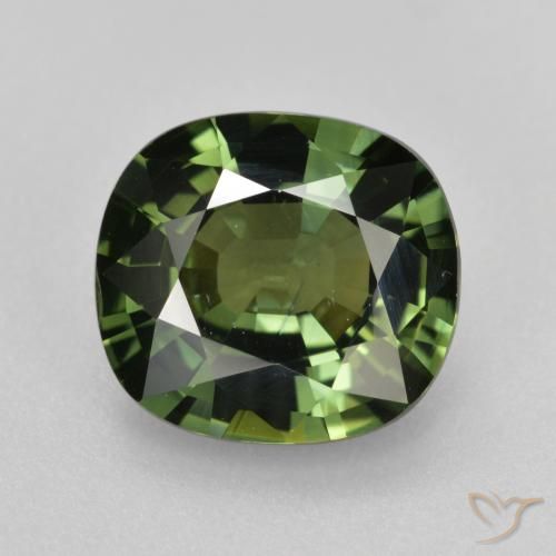 4.12ct Натуральный Темно-зеленый Сапфир, Подушка, VVS-VS