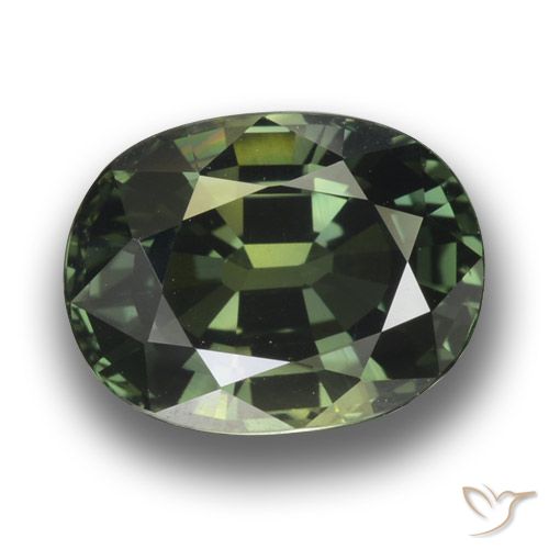 3.34ct Натуральный Темно-зеленый Сапфир, Овал, VVS-VS