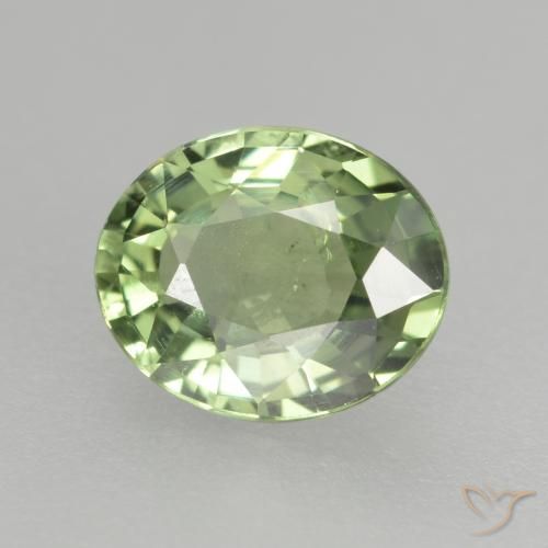 0.75ct Натуральный Очень светло-зеленый Сапфир, Овал, Чистота VVS