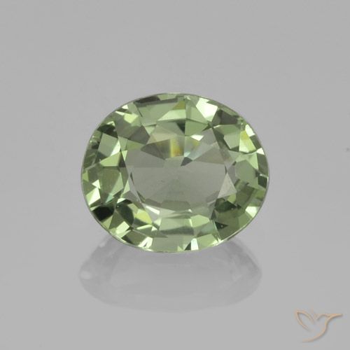 0.75ct Натуральный Светло-зеленый Сапфир, Овал, Чистота VVS