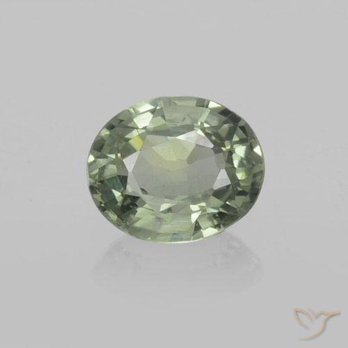 0.77ct Натуральный Травянисто-зелёный Сапфир, Овал, VVS-VS