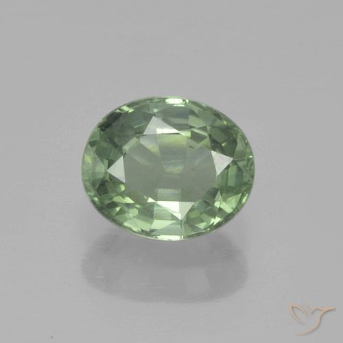 0.88ct Натуральный Светлый лесной зеленый Сапфир, Овал, Чистота VS
