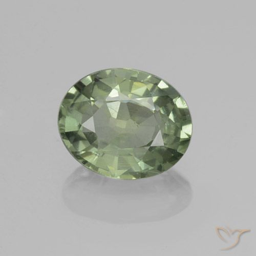 0.81ct Натуральный Травянисто-зелёный Сапфир, Овал, VVS-VS