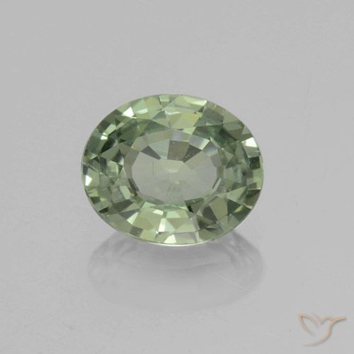 0.72ct Натуральный Травянисто-зелёный Сапфир, Овал, Чистота VVS