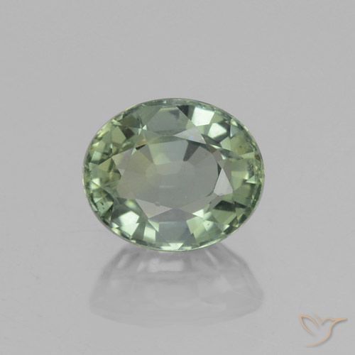 0.92ct Натуральный Средне-светло-зеленый Сапфир, Овал, VVS-VS