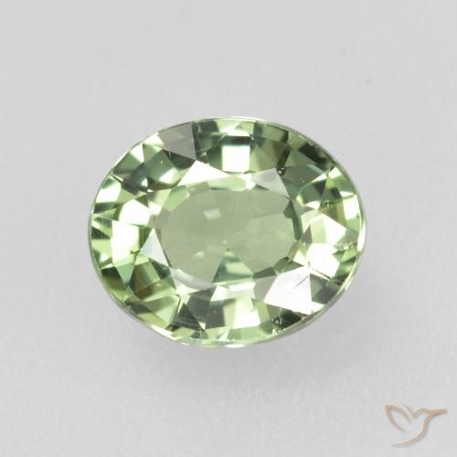 0.75ct Натуральный Светлый лесной зеленый Сапфир, Овал, VVS-VS