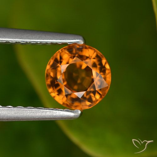 0.88ct Натуральный Средне-темно-оранжевый Сапфир, Круглый, VVS-VS