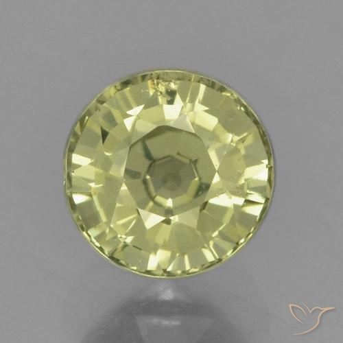 0.84ct Натуральный Зеленовато-желтый Сапфир, Круглый, Чистота VS