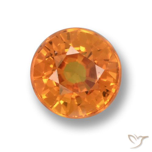 0.70ct Натуральный Ярко-оранжевый Сапфир, Круглый, VVS-VS