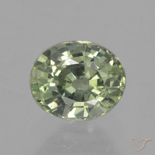 0.91ct Натуральный Medium Light Green Сапфир, Овал, Чистота VS