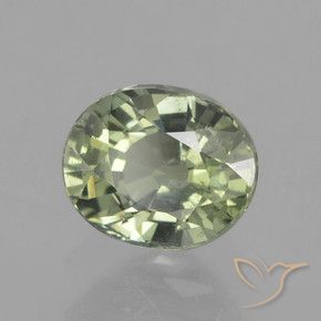 0.91 карата, натуральный Medium Light Green Сапфир, Овал, Чистота VS