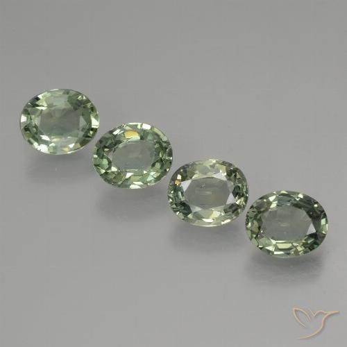 2.89ctw Натуральный Medium Light Green Сапфир, Овал, VVS-VS