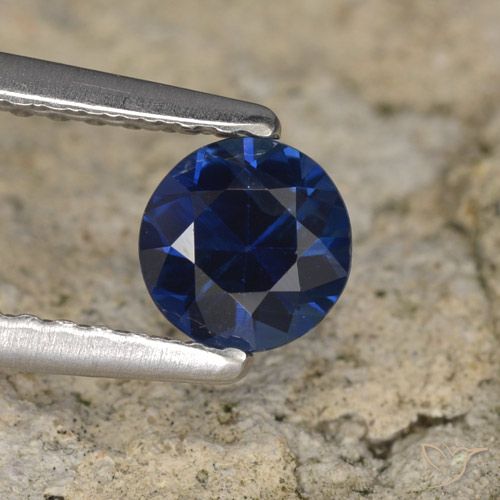 0.58ct Натуральный Темно-синий Сапфир, Круглый, VVS-VS