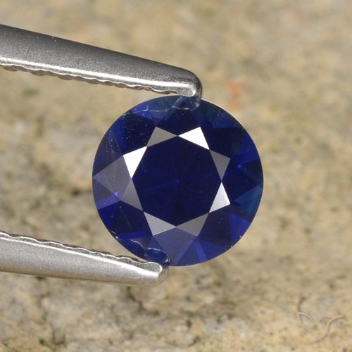 0.62ct Натуральный Темно-синий Сапфир, Круглый, VVS-VS