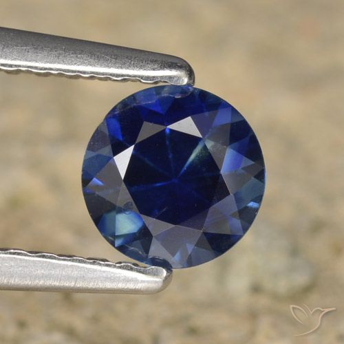 0.60ct Натуральный Сумеречный синий Сапфир, Круглый, VVS-VS