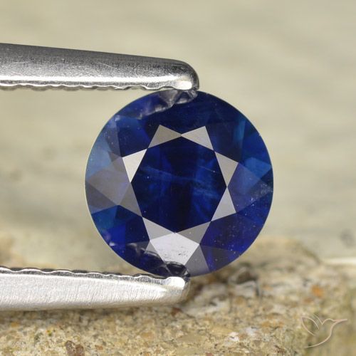 0.60ct Натуральный Темно-синий Сапфир, Круглый, VVS-VS