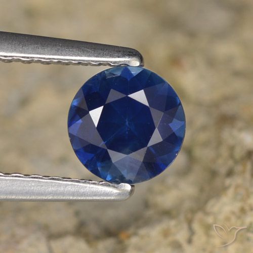 0.67ct Натуральный Темно-синий Сапфир, Круглый, VVS-VS