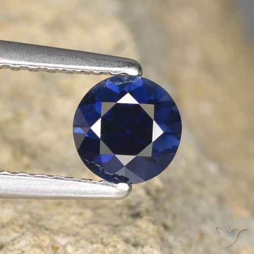 0.64ct Натуральный Темно-синий Сапфир, Круглый, Чистота VVS