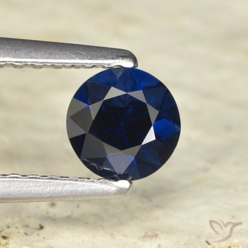 0.54ct Натуральный Темно-синий Сапфир, Круглый, VVS-VS