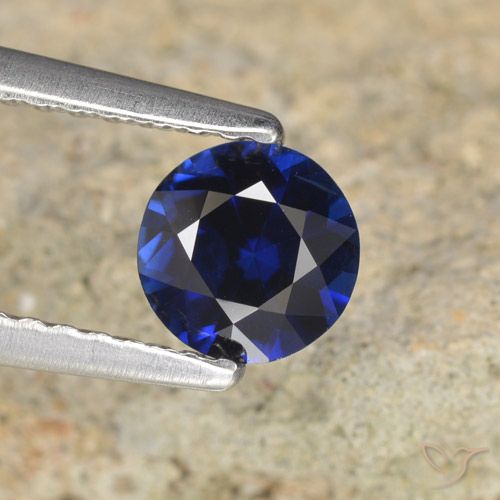 0.68ct Натуральный Темно-синий Сапфир, Круглый, VVS-VS