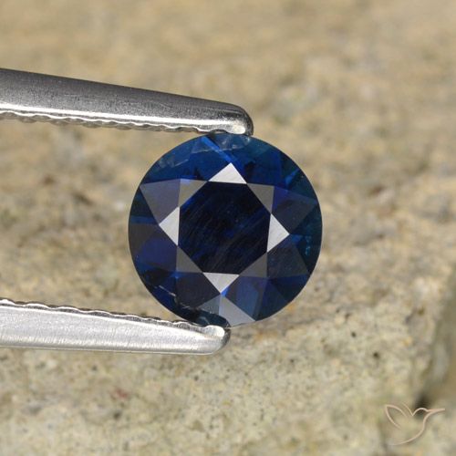 0.63ct Натуральный Сумеречный синий Сапфир, Круглый, VVS-VS