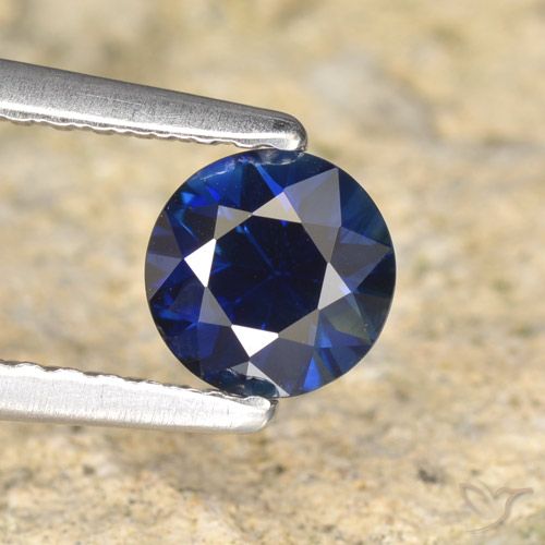 0.66ct Натуральный Темно-синий Сапфир, Круглый, VVS-VS