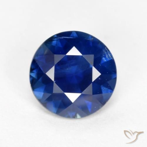 0.61ct Натуральный Темно-синий Сапфир, Круглый, Чистота VS