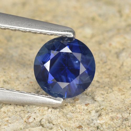 0.60ct Натуральный Сумеречный синий Сапфир, Круглый, Чистота VS