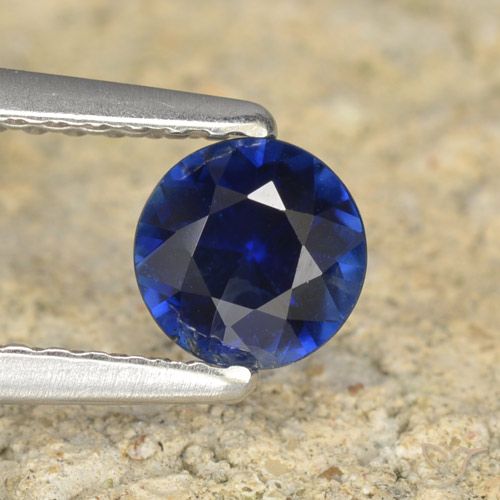 0.56ct Натуральный Темно-синий Сапфир, Круглый, Чистота VS