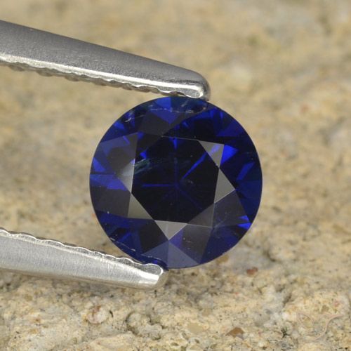0.60ct Натуральный Темно-синий Сапфир, Круглый, Чистота VS