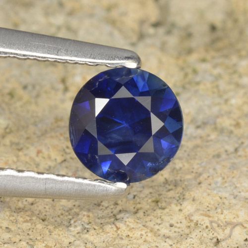 0.60ct Натуральный Сумеречный синий Сапфир, Круглый, Чистота VS