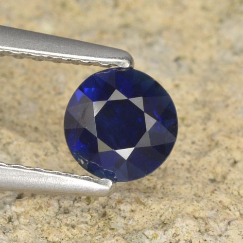 0.60ct Натуральный Темно-синий Сапфир, Круглый, Чистота VS