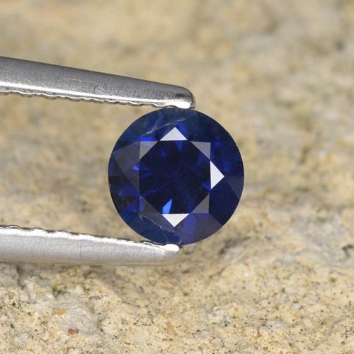 0.57ct Натуральный Темно-синий Сапфир, Круглый, VVS-VS