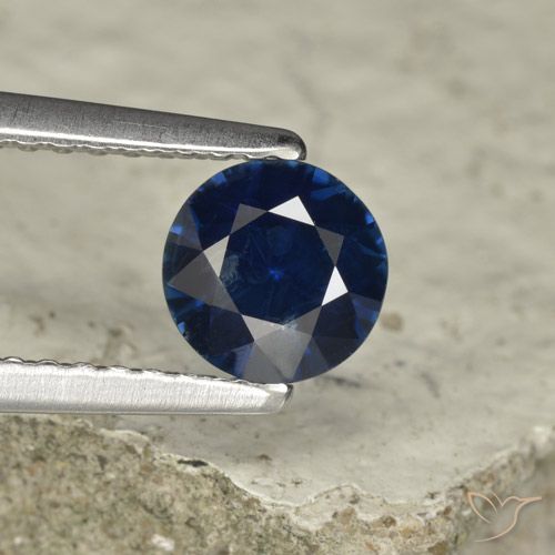 0.74ct Натуральный Темно-синий Сапфир, Круглый, VVS-VS