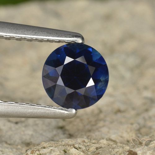 0.71ct Натуральный Темно-синий Сапфир, Круглый, Чистота VVS