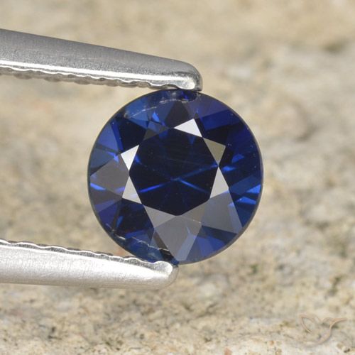0.62ct Натуральный Темно-синий Сапфир, Круглый, Чистота VVS