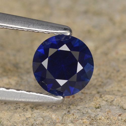 0.56ct Натуральный Темно-синий Сапфир, Круглый, VVS-VS