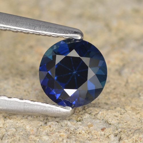 0.60ct Натуральный Темно-синий Сапфир, Круглый, VVS-VS