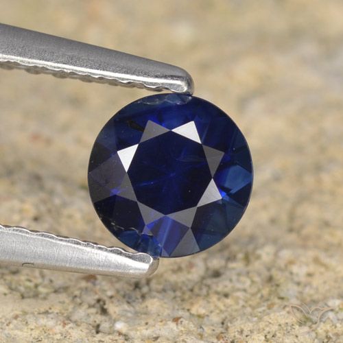 0.62ct Натуральный Темно-синий Сапфир, Круглый, VVS-VS