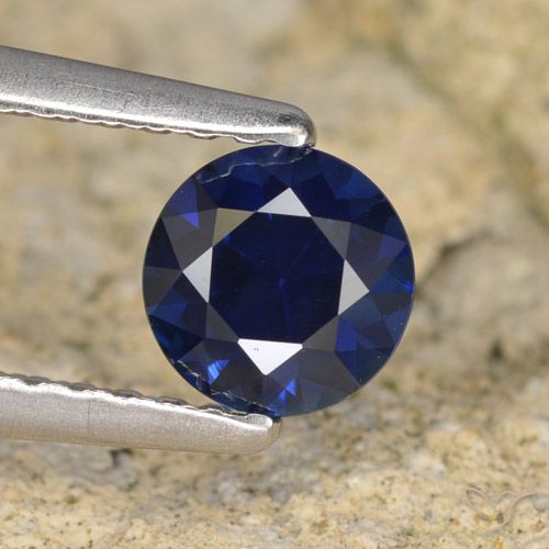 0.64ct Натуральный Темно-синий Сапфир, Круглый, VVS-VS