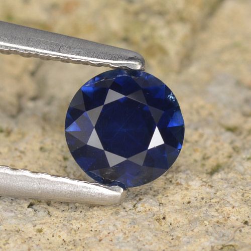 0.55ct Натуральный Темно-синий Сапфир, Круглый, VVS-VS