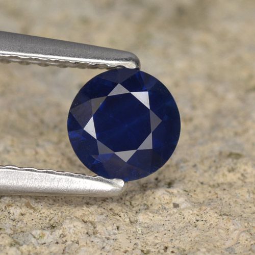 0.56ct Натуральный Темно-синий Сапфир, Круглый, Чистота VVS